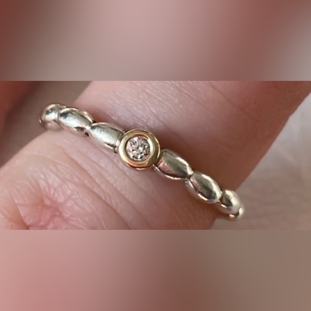 Rare/Retired PANDORA Elegant Embrace 925 Sterling 14kt Gold Diamond Ring 5.5 50 - Picture 11 of 15